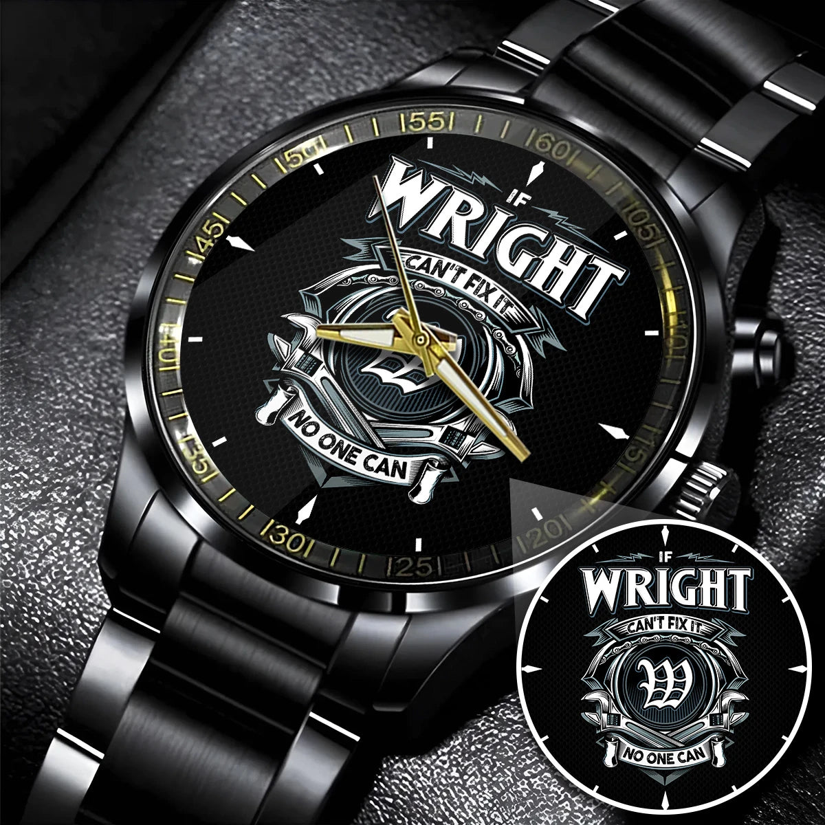 WRIGHT 13K1-447 – Personalized Name Watch “If Can’t Fix It, No One Can”