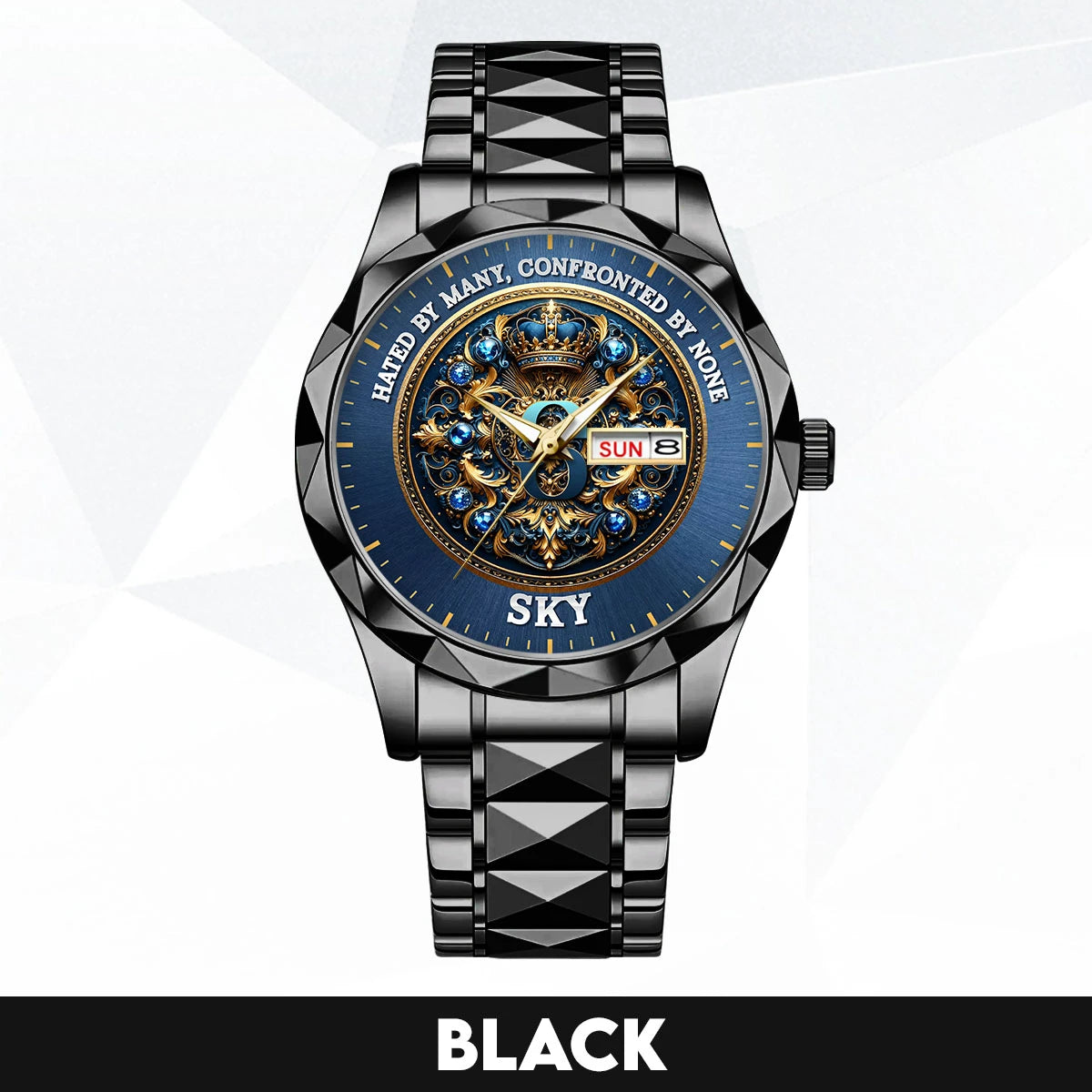 Hated By Many Confronted By None Golden Blue Watch SKY M1-W15