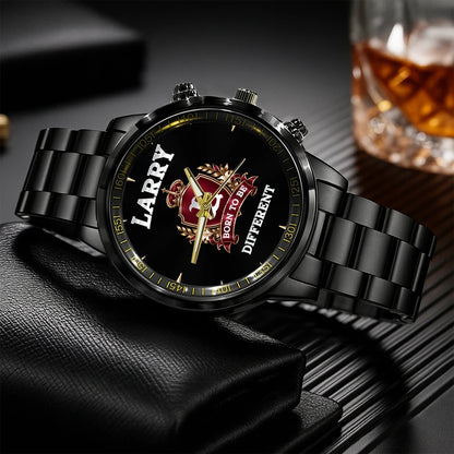 Personalized Born to Be Different Burgundy Crest Watch LARRY M1-W24