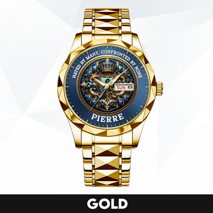 Hated By Many Confronted By None Golden Blue Watch PIERRE M1-W15