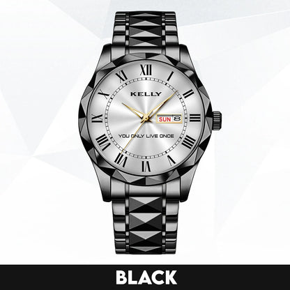 You Only Live Once Roman Numeral Silver Watch KELLY M1-W31