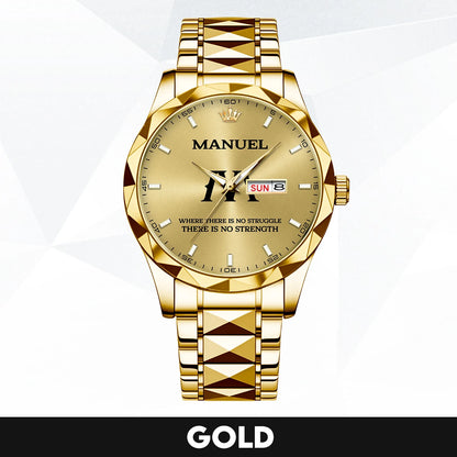 No Struggle No Strength Luxury Gold Watch MANUEL M1-W27