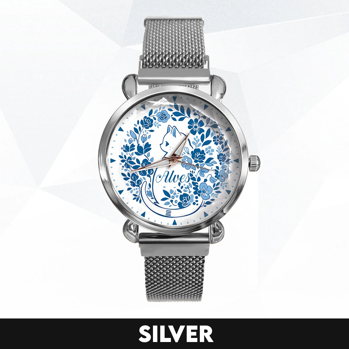 ALVES 13K1-475 Blue Floral Cat Mesh Watch