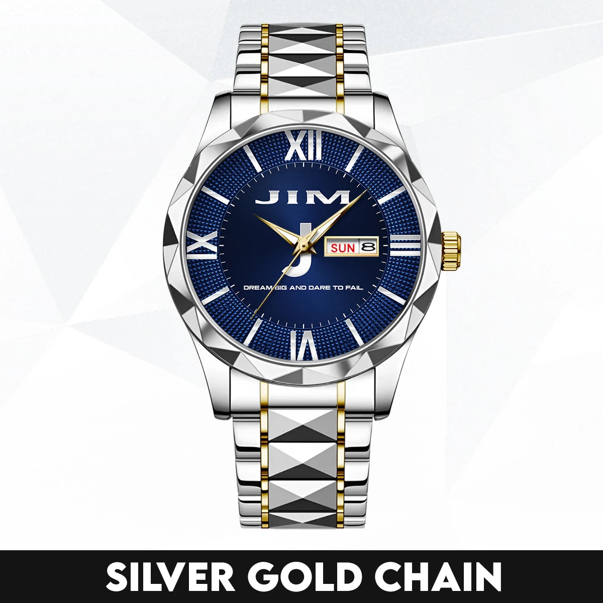 Blue & Silver Watch Dream Big and Dare to Fail JIM M1-W36