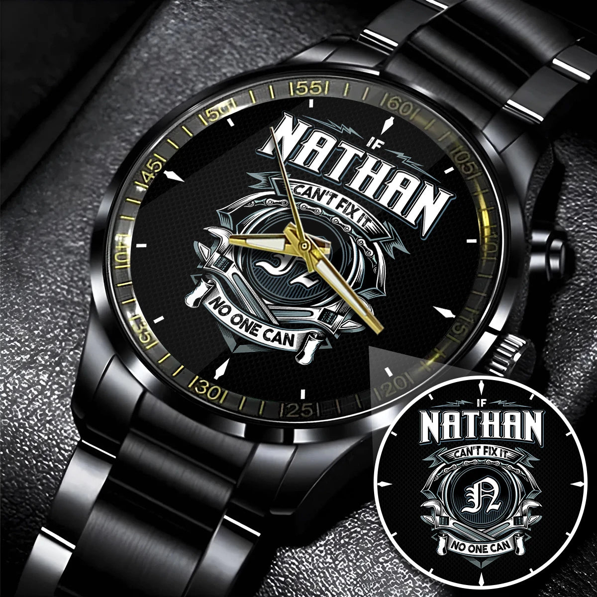 NATHAN 13K1-447 – Personalized Name Watch “If Can’t Fix It, No One Can”