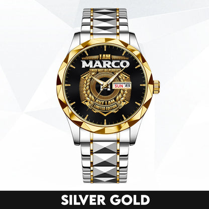 I Am Name I May Not Be Perfect Gold Watch MARCO M1-W41