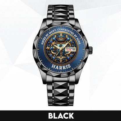 Hated By Many Confronted By None Golden Blue Watch HARRIS M1-W15