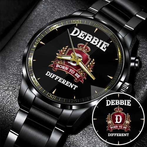 Personalized Born to Be Different Burgundy Crest Watch DEBBIE M1-W24