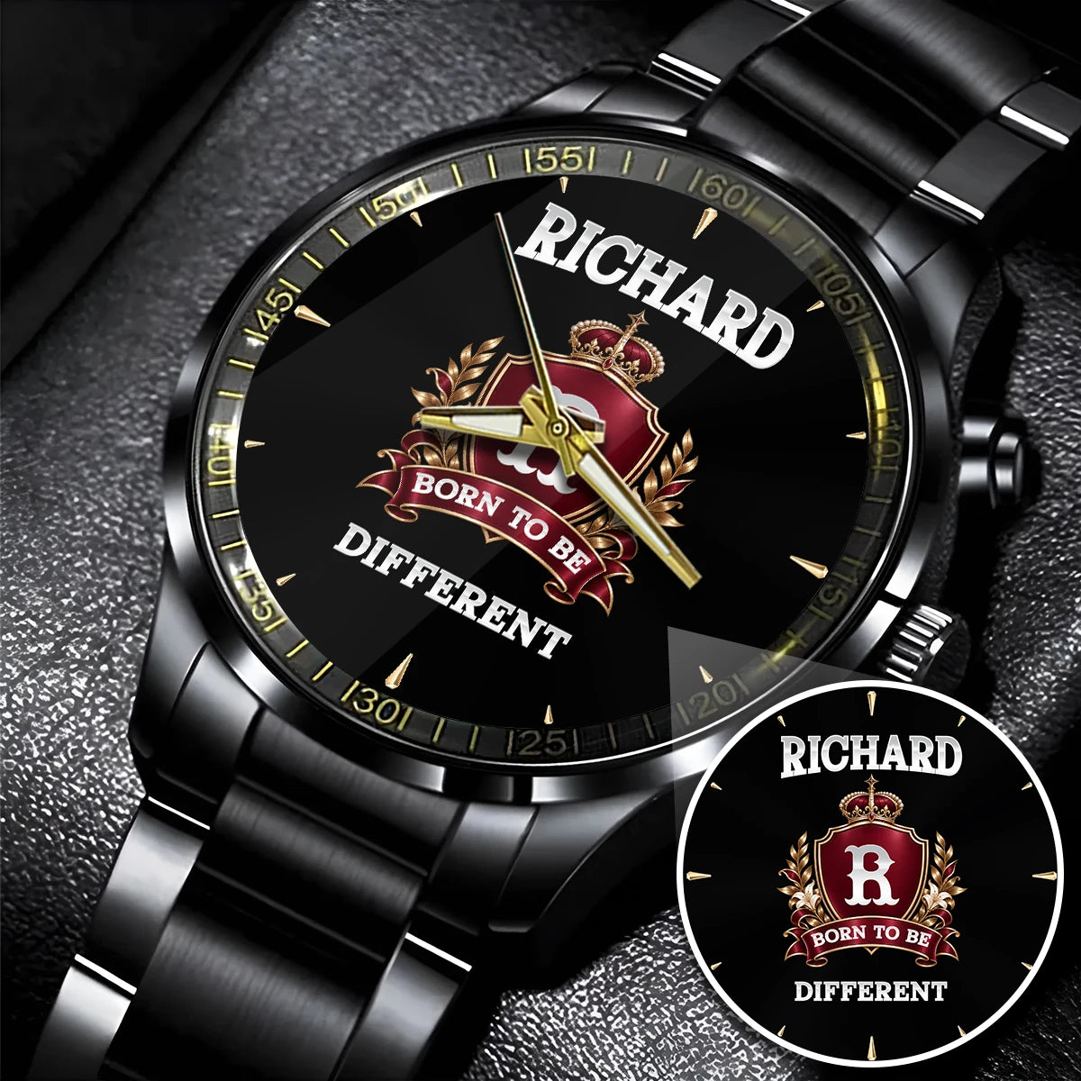 Personalized Born to Be Different Burgundy Crest Watch RICHARD M1-W24