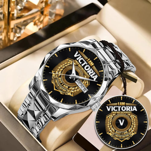 I Am Name I May Not Be Perfect Gold Watch VICTORIA M1-W41