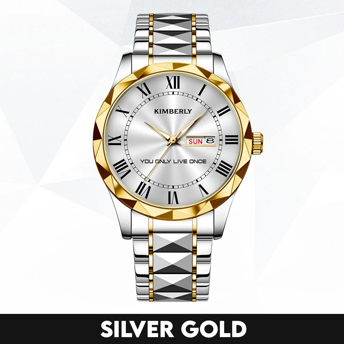 You Only Live Once Roman Numeral Silver Watch KIMBERLY M1-W31