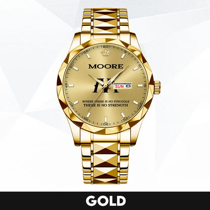 No Struggle No Strength Luxury Gold Watch MOORE M1-W27