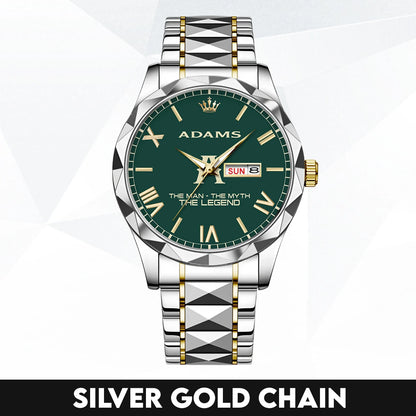The Man The Myth The Legend Gold & Green Watch ADAMS M1-W32