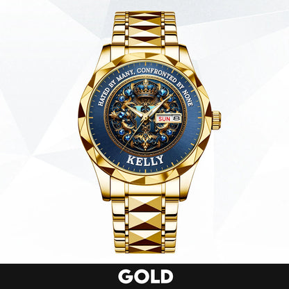 Hated By Many Confronted By None Golden Blue Watch KELLY M1-W15