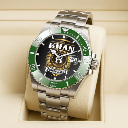 KHAN 13K1-439 Personalized Green Submariner Watch, Premium Gift for Anniversary