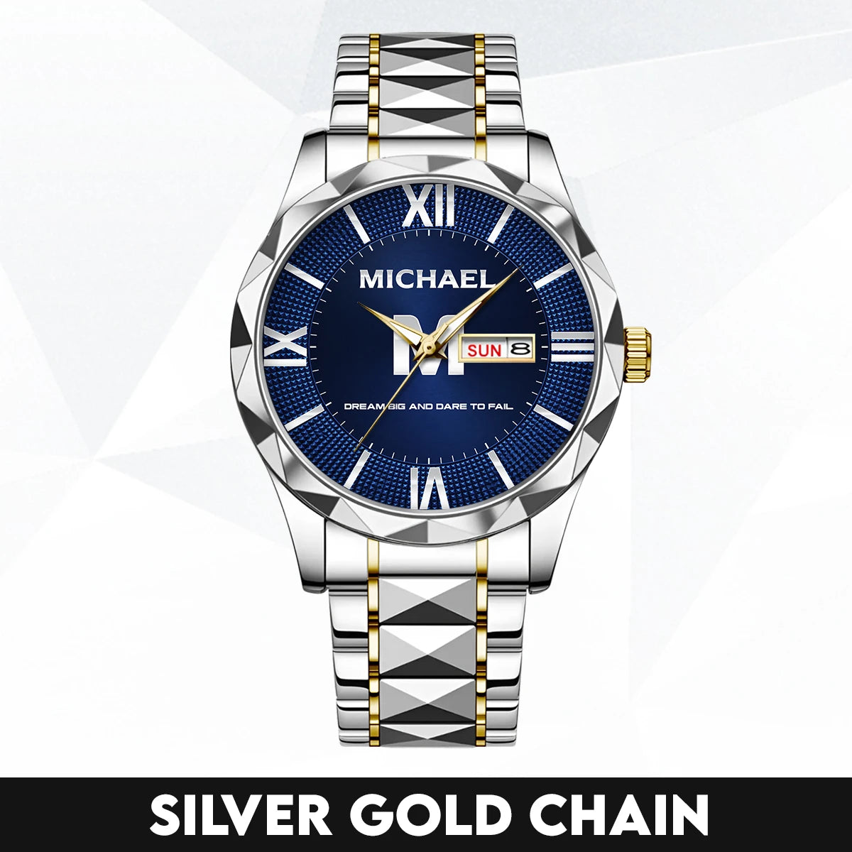 Blue & Silver Watch Dream Big and Dare to Fail MICHAEL M1-W36