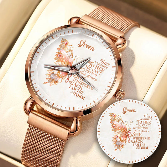 They Whisper To Her You Can't Withstand The Storm Golden Rose Watch GREEN M1-W19