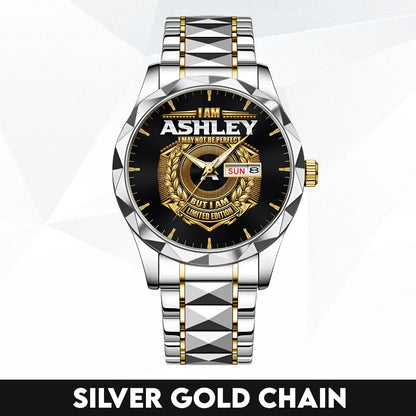 I Am Name I May Not Be Perfect Gold Watch ASHLEY M1-W41