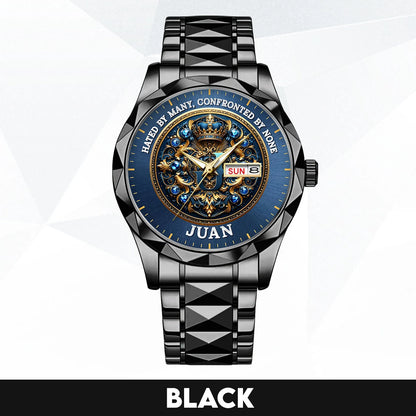 Hated By Many Confronted By None Golden Blue Watch JUAN M1-W15