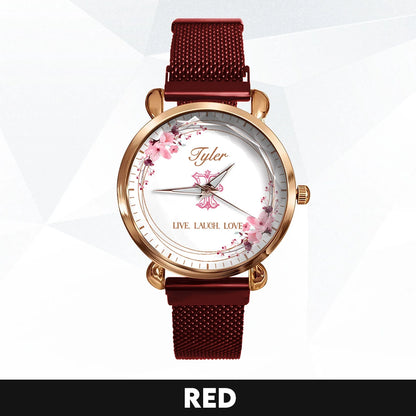 Live Laugh Love Flower Wreath Rose Golden Watch TYLER M1-W10