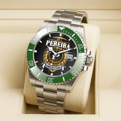PEREIRA 13K1-439 Personalized Green Submariner Watch, Premium Gift for Anniversary