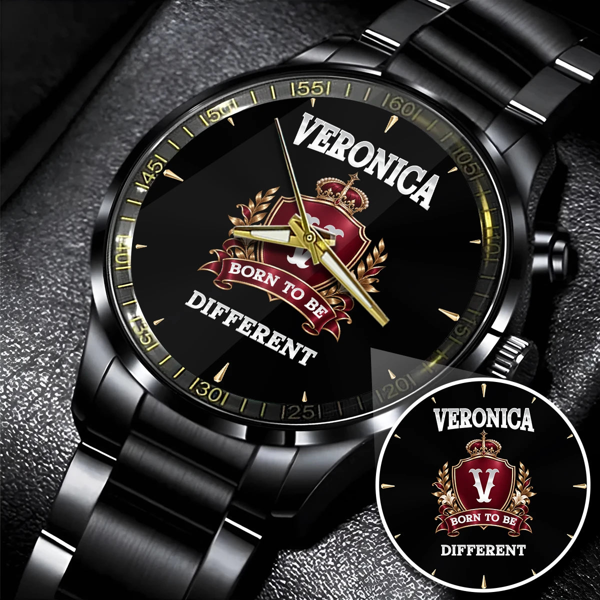 Personalized Born to Be Different Burgundy Crest Watch VERONICA M1-W24