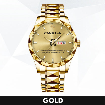 No Struggle No Strength Luxury Gold Watch CARLA M1-W27