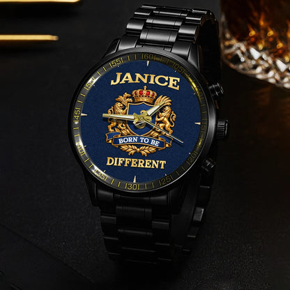 Personalized Born to Be Different Gold Logo Blue Watch JANICE M1-W25