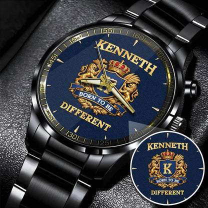 Personalized Born to Be Different Gold Logo Blue Watch KENNETH M1-W25