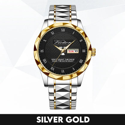 Silver & Black Watch Make the Days Count VICTOR M1-W34