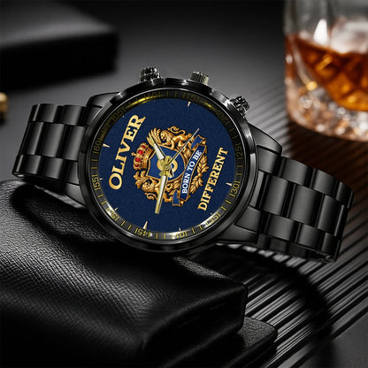 Personalized Born to Be Different Gold Logo Blue Watch OLIVER M1-W25