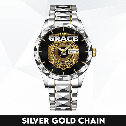 I Am Name I May Not Be Perfect Gold Watch GRACE M1-W41