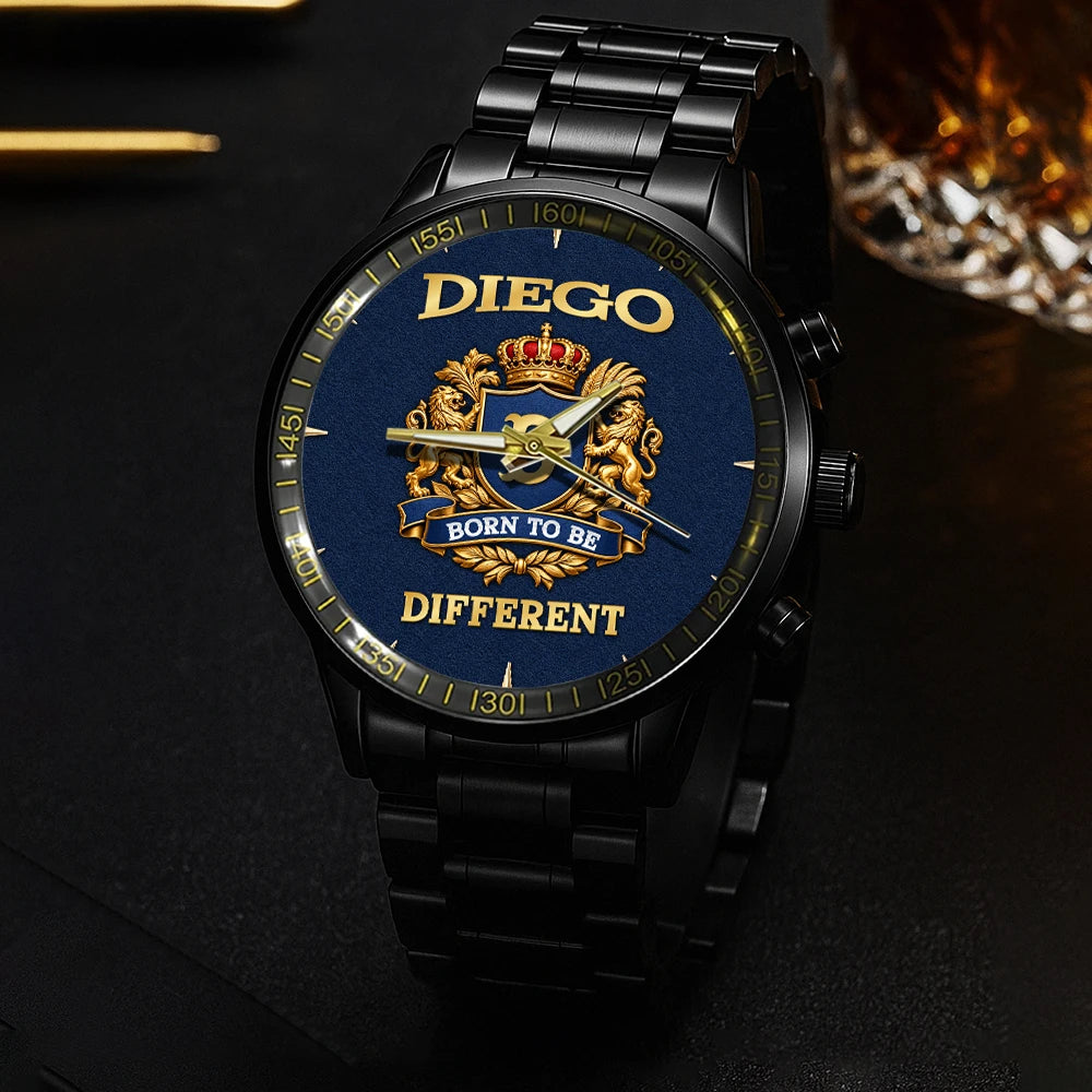 Personalized Born to Be Different Gold Logo Blue Watch DIEGO M1-W25