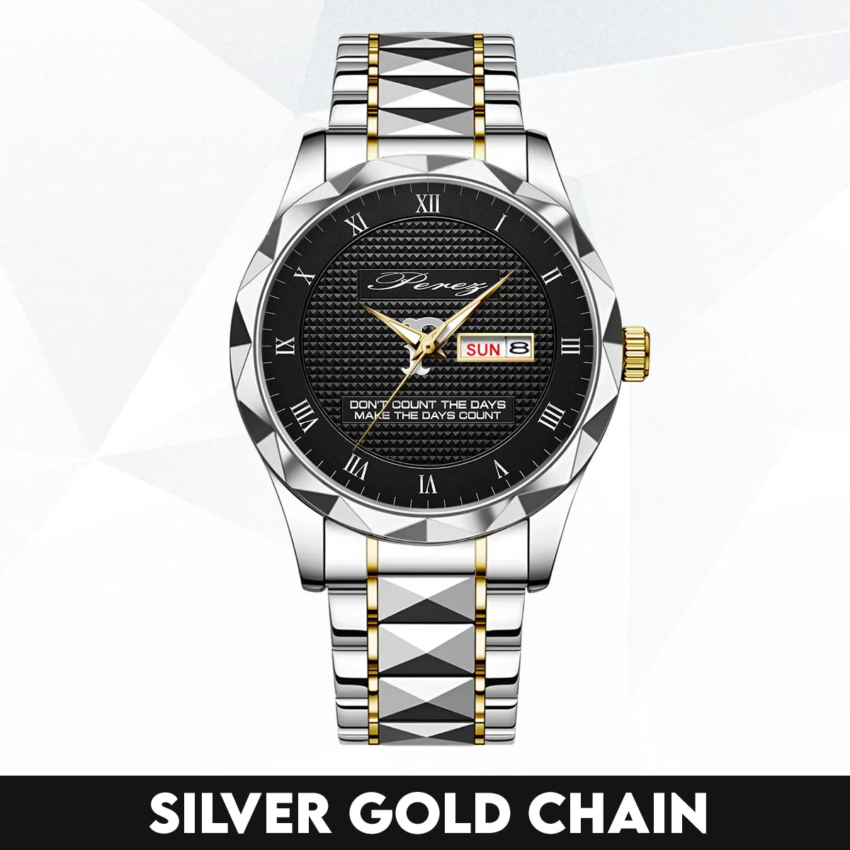 Silver & Black Watch Make the Days Count PEREZ M1-W34