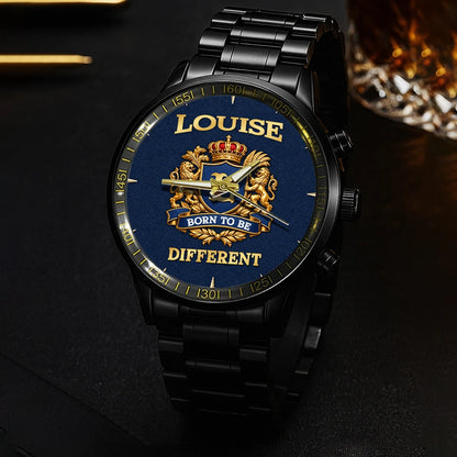 Personalized Born to Be Different Gold Logo Blue Watch LOUISE M1-W25