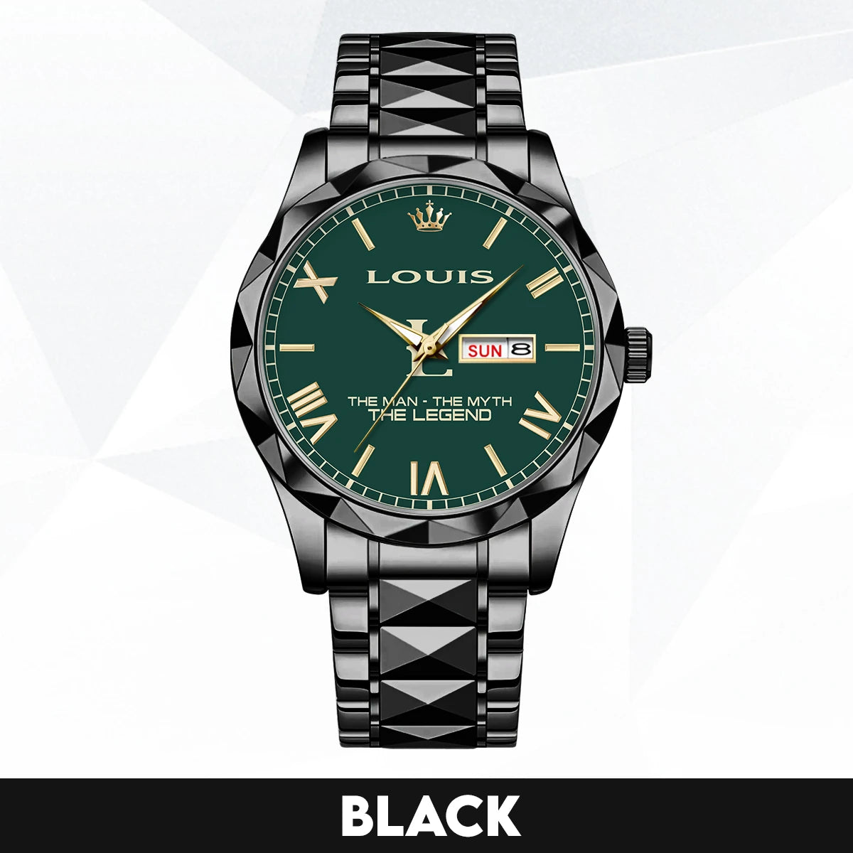 The Man The Myth The Legend Gold & Green Watch LOUIS M1-W32
