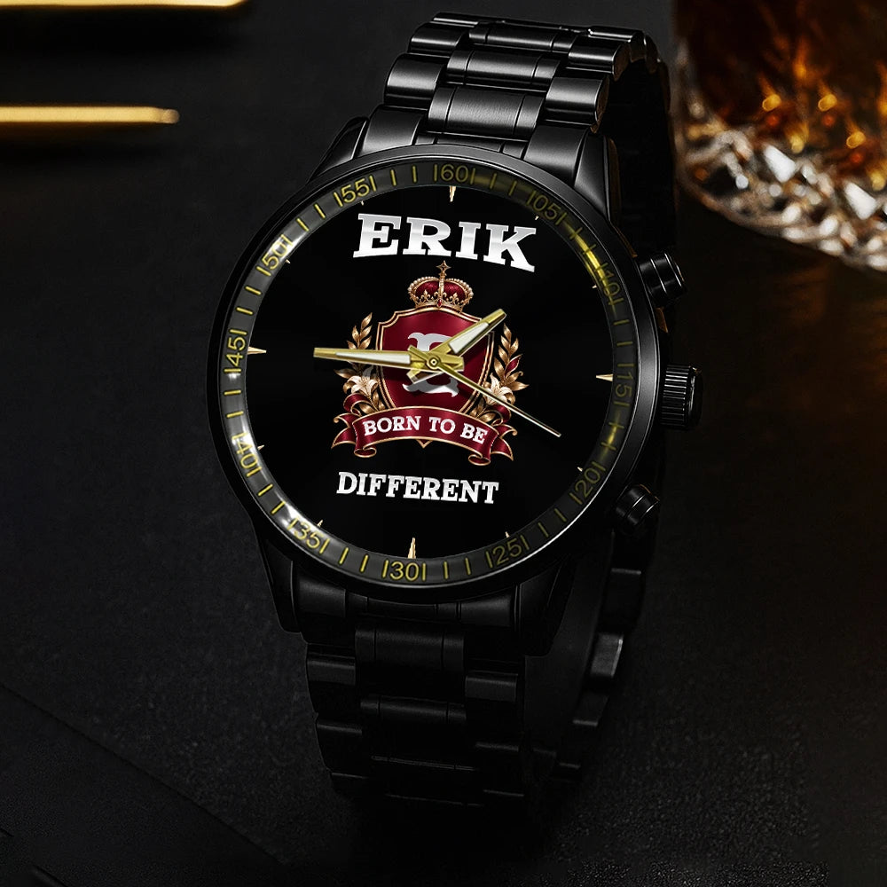 Personalized Born to Be Different Burgundy Crest Watch ERIK M1-W24