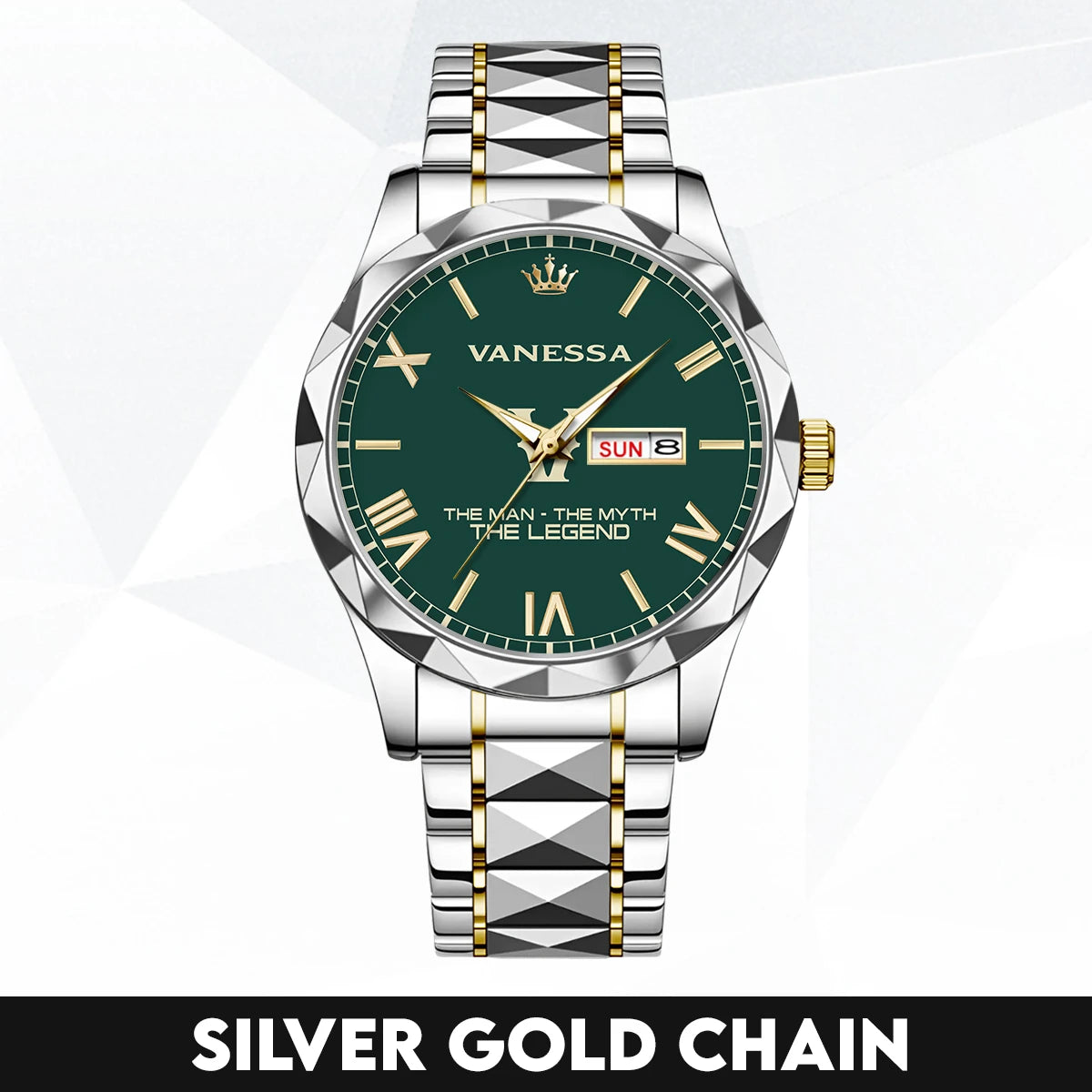 The Man The Myth The Legend Gold & Green Watch VANESSA M1-W32